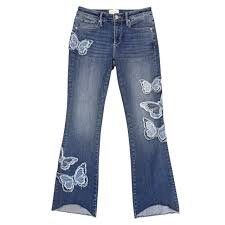 Butterfly Embroidered Bootcut Jeans