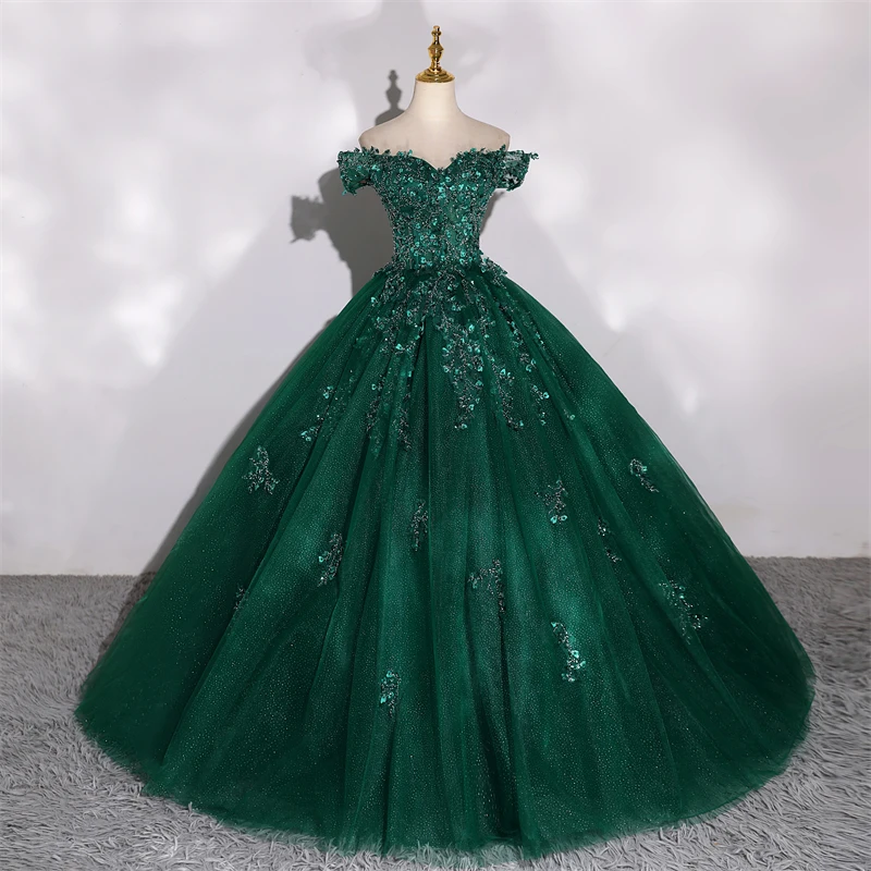 Emerald Sparkle A-Line Dress