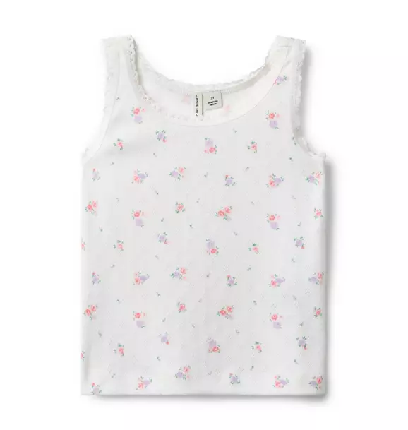 Floral Lace Trim Tank Top