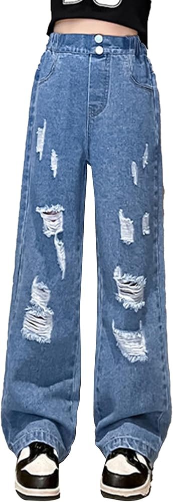 High-Waisted Distressed Denim
