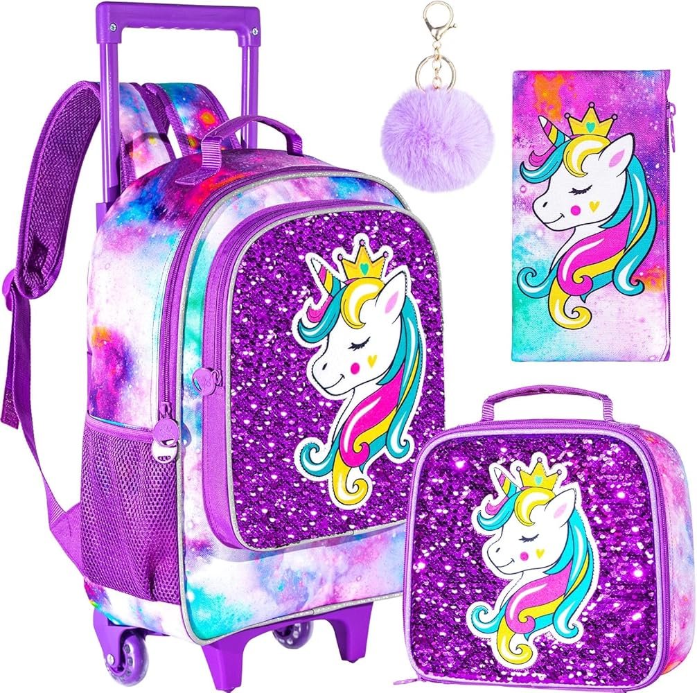 Light-Up Unicorn Rolling Backpack