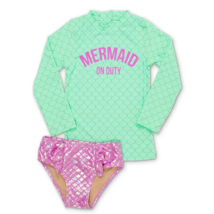 Mermaid Scale Rash Guard Set