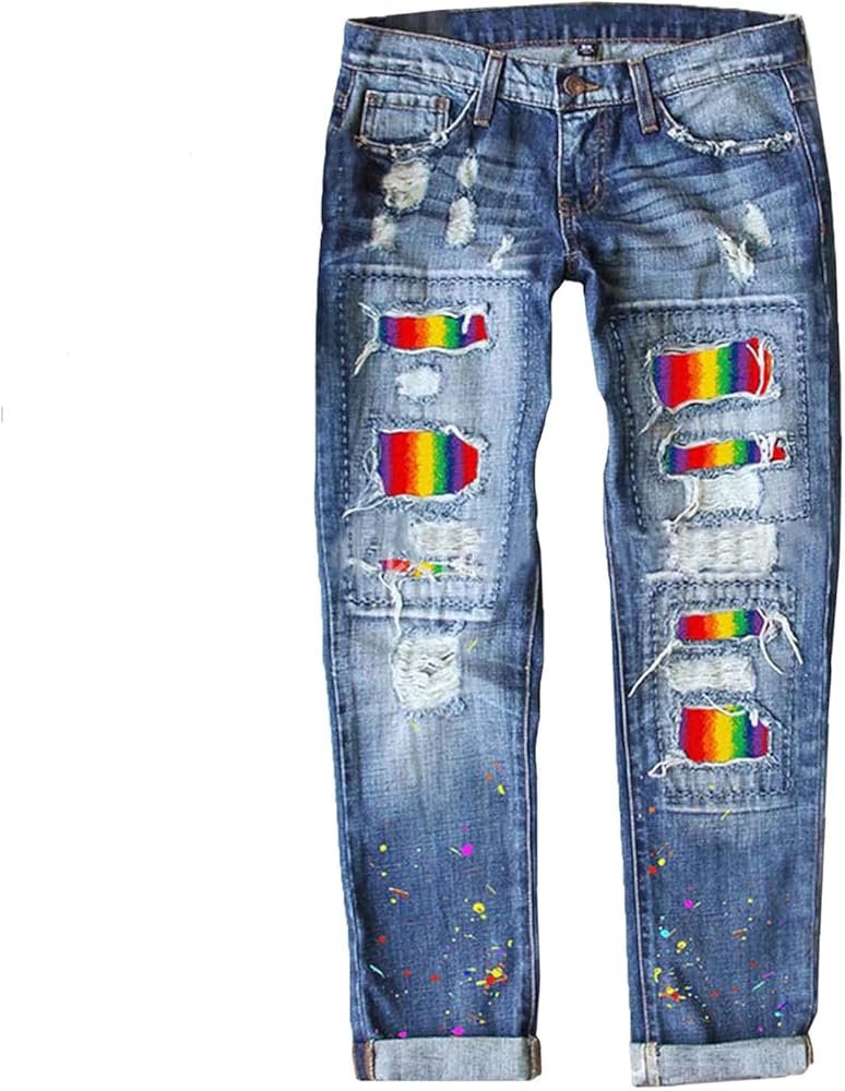 Tie-Dye Distressed Straight Jeans